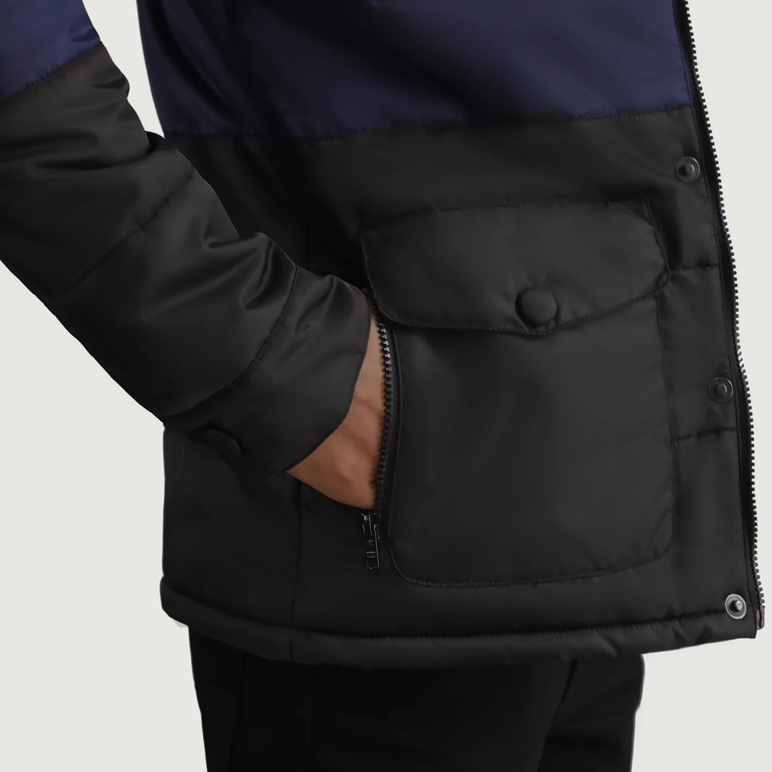 Wayne Black & Blue Hooded Puffer Jacket - image 6