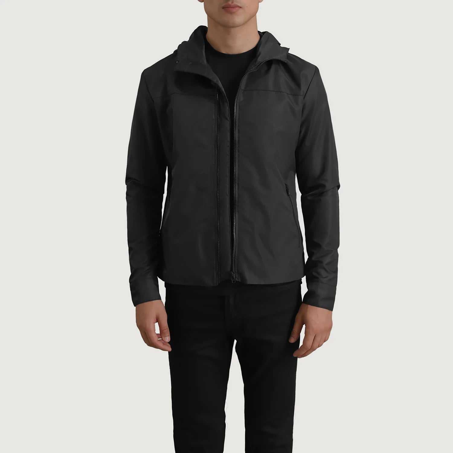 Wesley Black Hooded Windbreaker Jacket - image 1