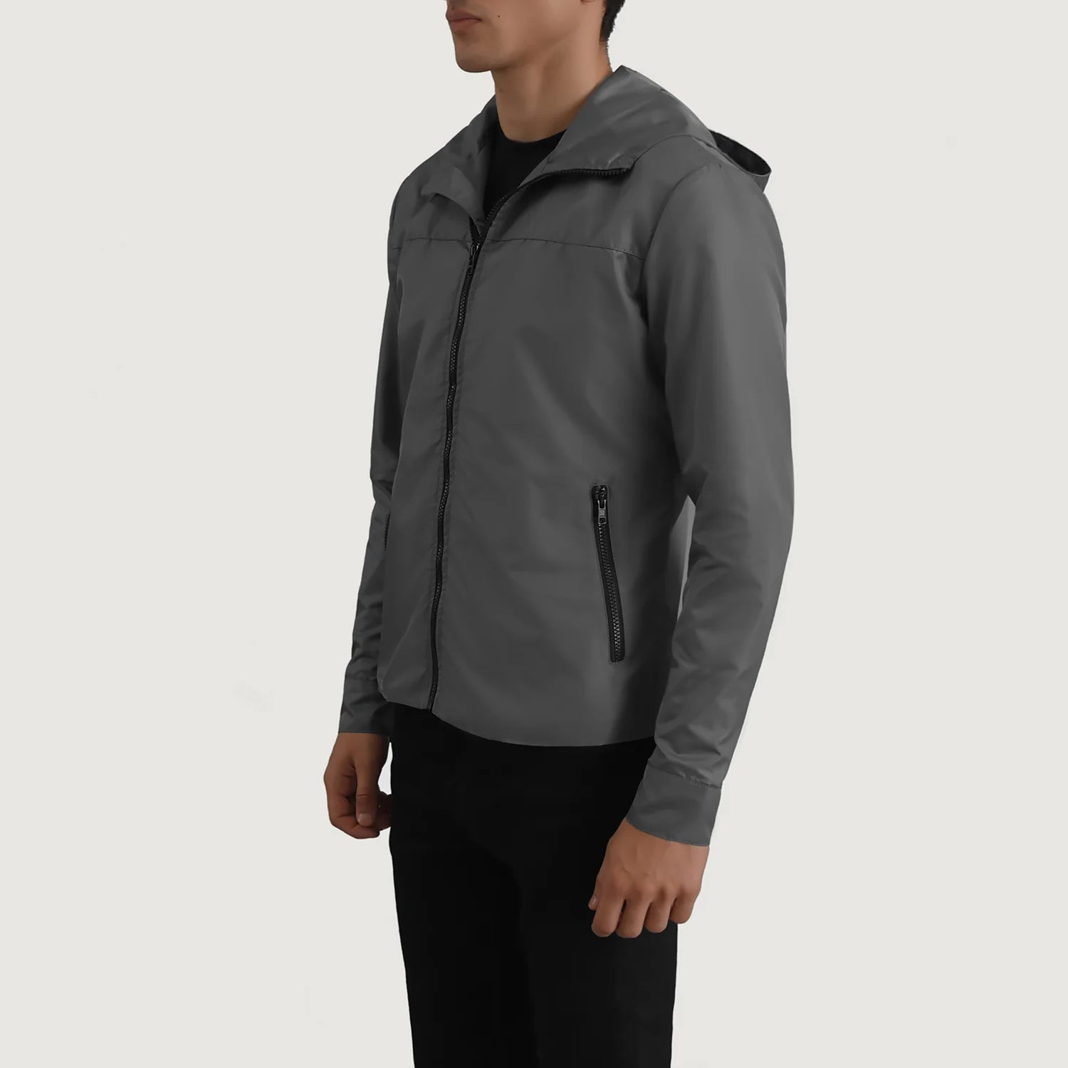 Wesley Grey Hooded Windbreaker Jacket - image 2