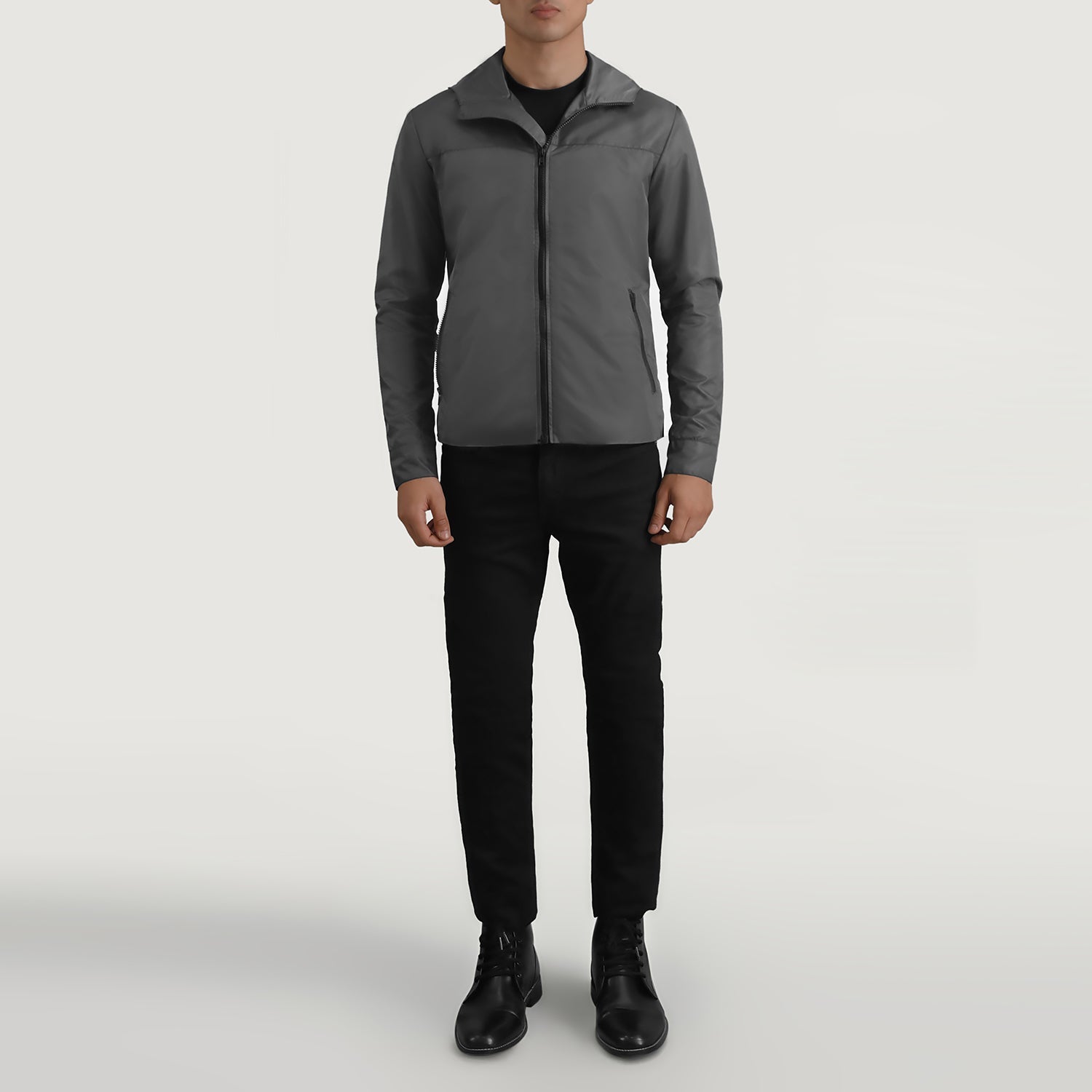 Wesley Grey Hooded Windbreaker Jacket - image 3
