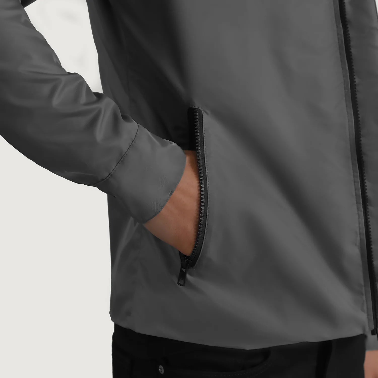 Wesley Grey Hooded Windbreaker Jacket - image 6