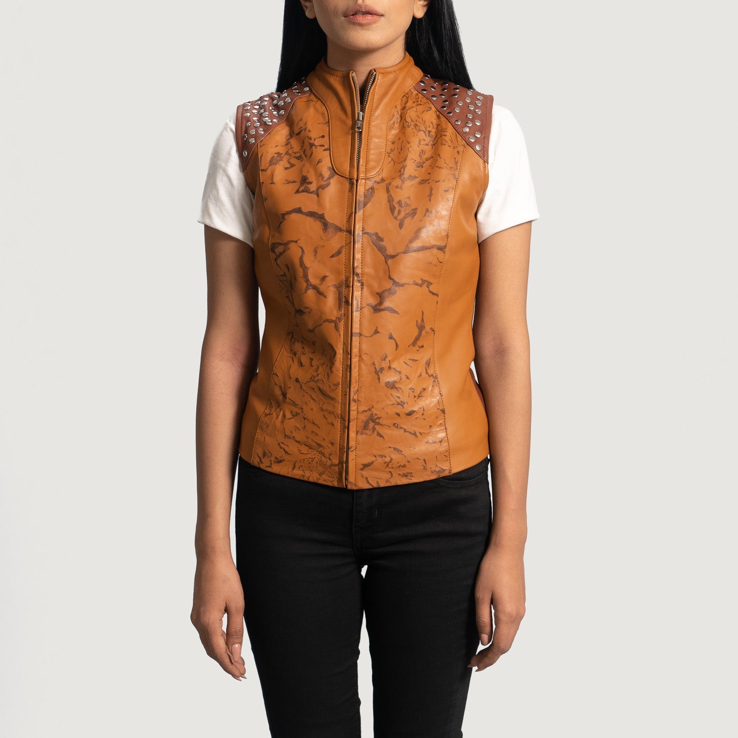 Westina Tan Dye Leather Vest - image 1