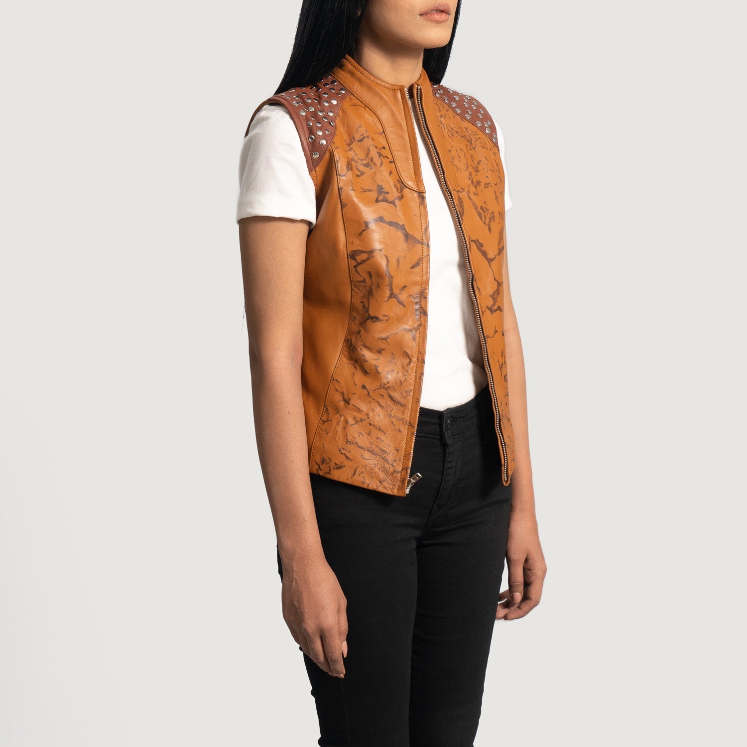 Westina Tan Dye Leather Vest - image 2