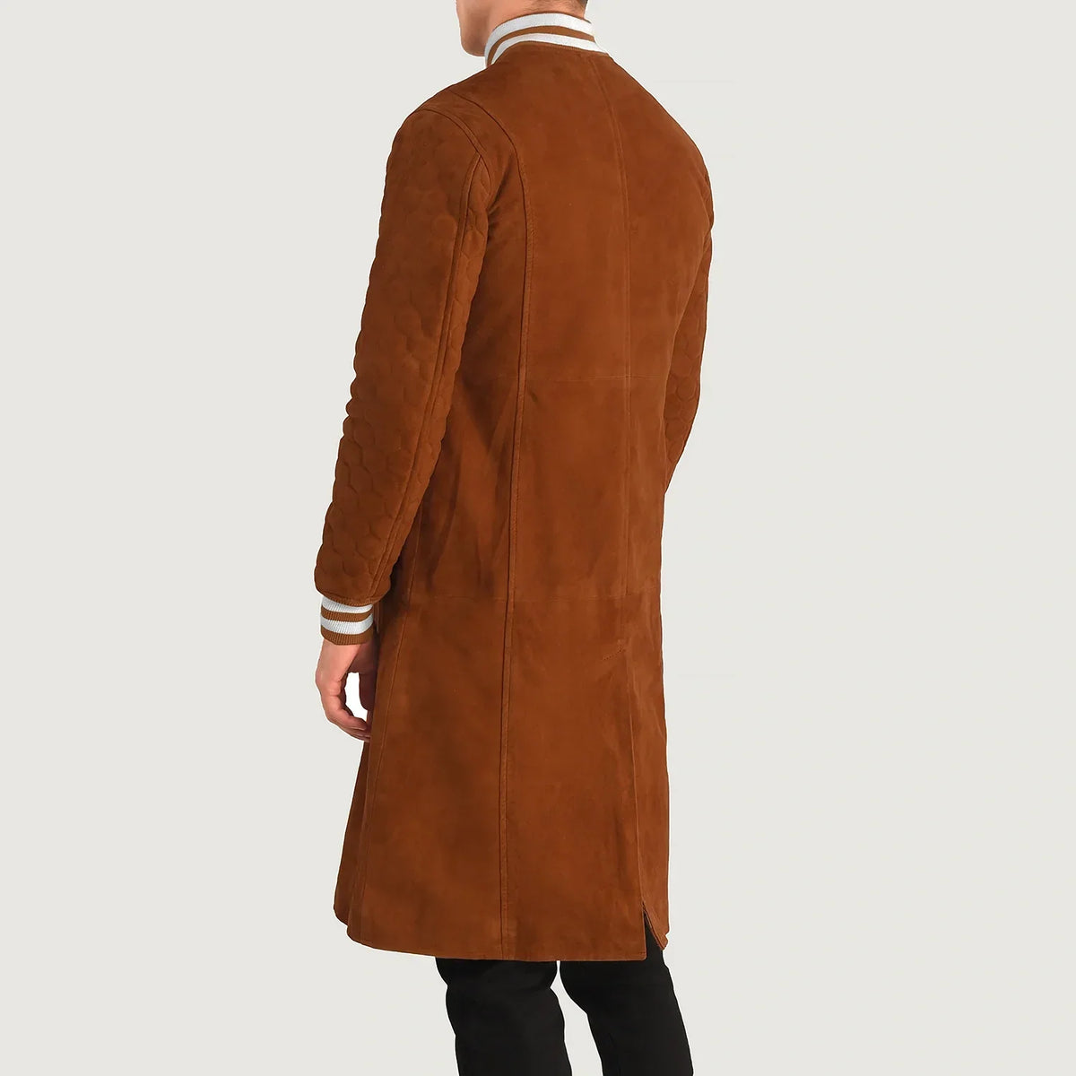 Authentic Goatskin Suede with Suede Finish Grain Texture & Heavy-Duty Seam Stitching Detail