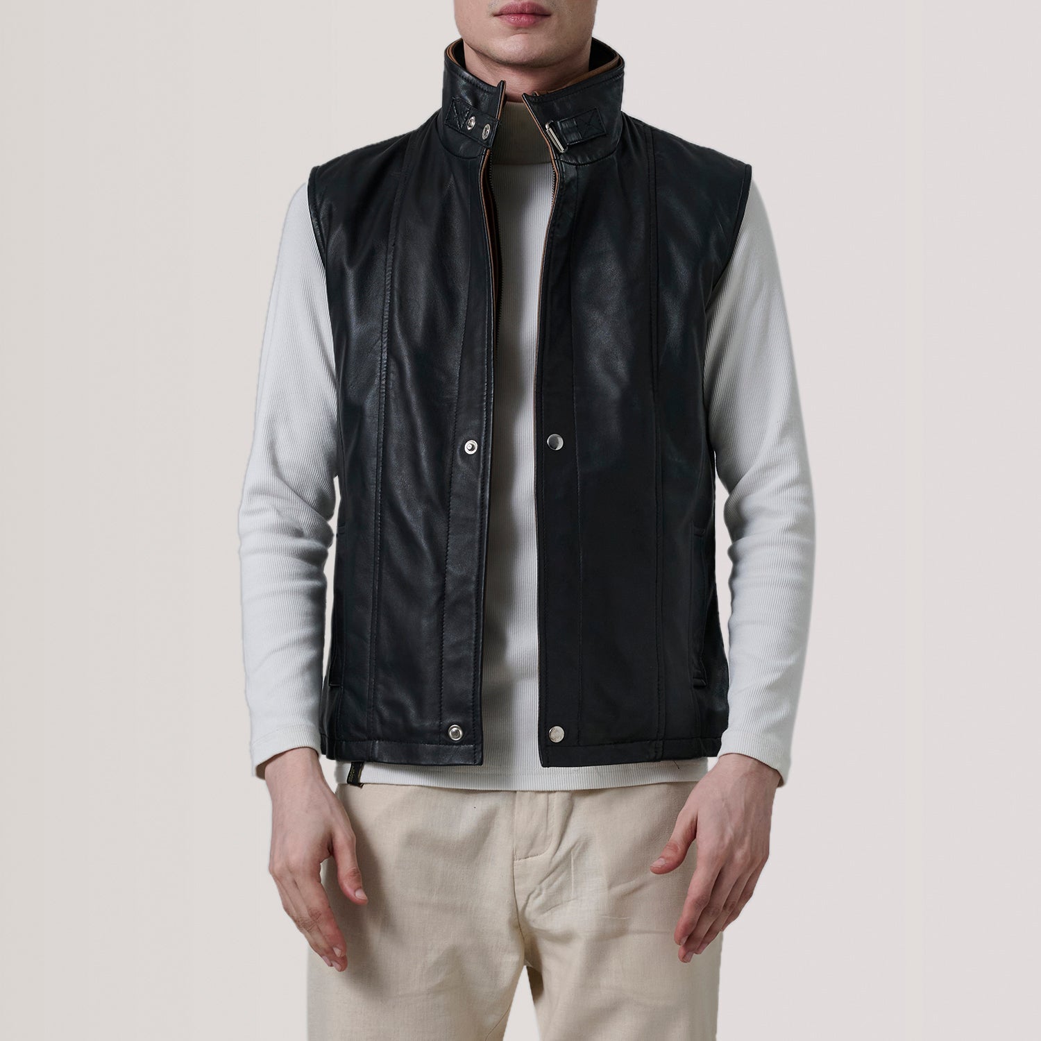 Zane Black Leather Vest - image 1