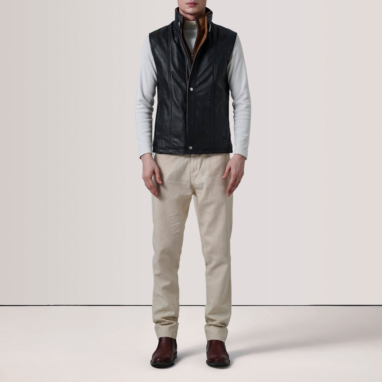 Zane Black Leather Vest - image 2