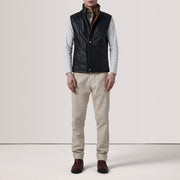 Zane Black Leather Vest - image 2
