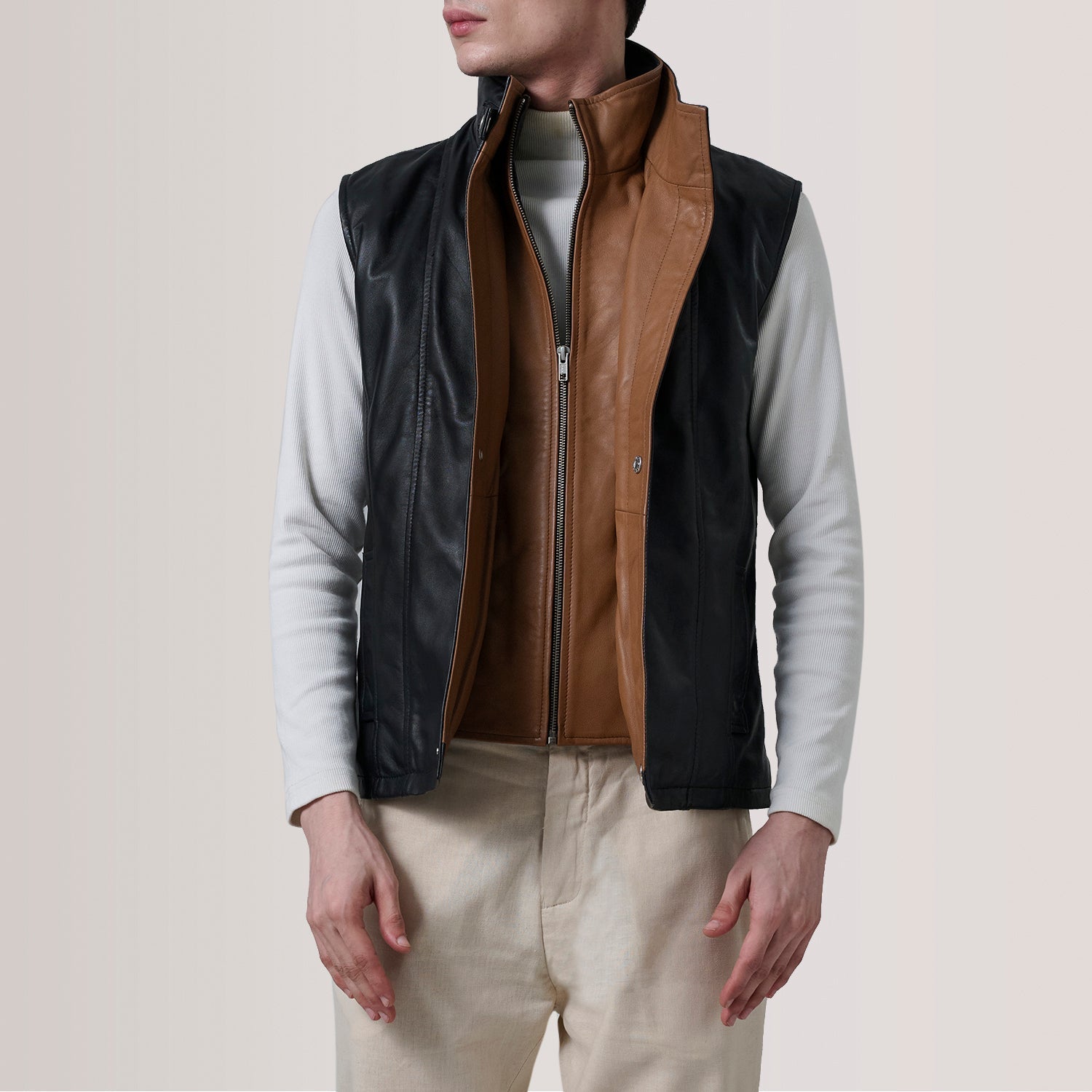 Zane Black Leather Vest - image 5