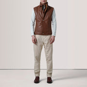Zane Waxed Brown Leather Vest - image 2
