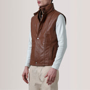 Zane Waxed Brown Leather Vest - image 3
