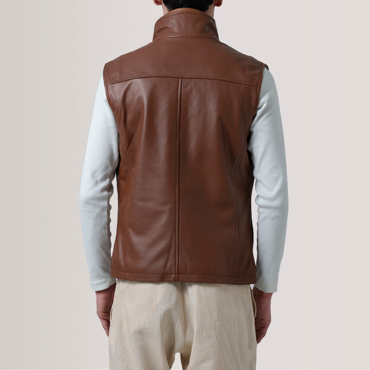 Zane Waxed Brown Leather Vest - image 4