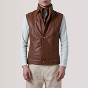 Zane Waxed Brown Leather Vest - image 5