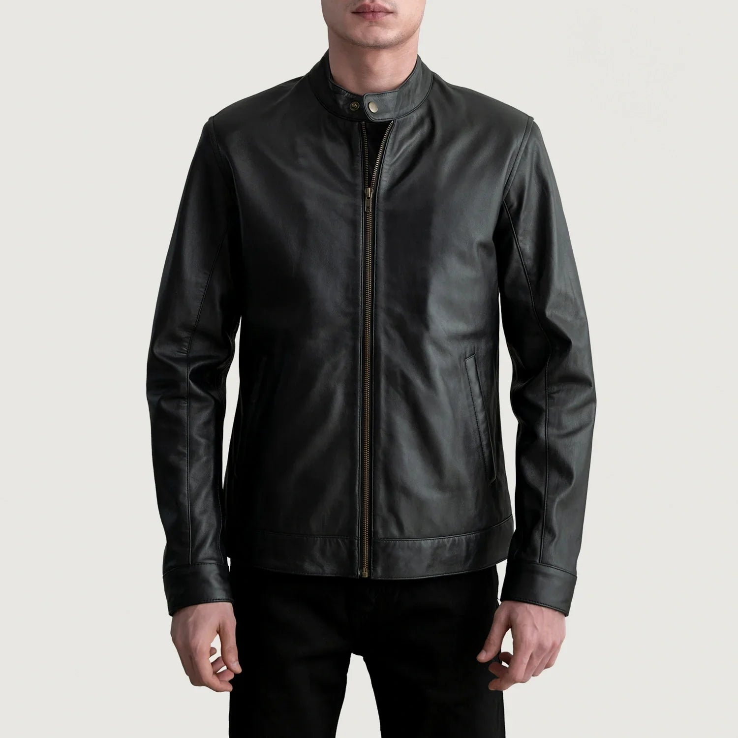 Zen Black Leather Biker Jacket - image 1