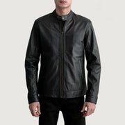 Zen Black Leather Biker Jacket - image 1