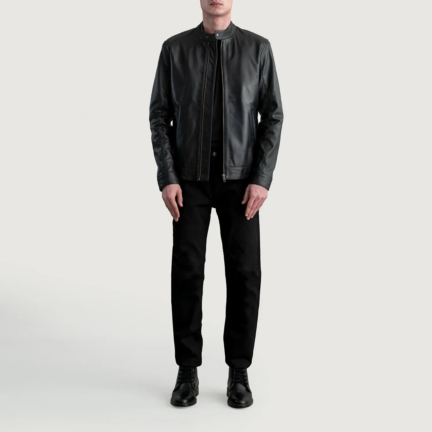 Zen Black Leather Biker Jacket - image 4