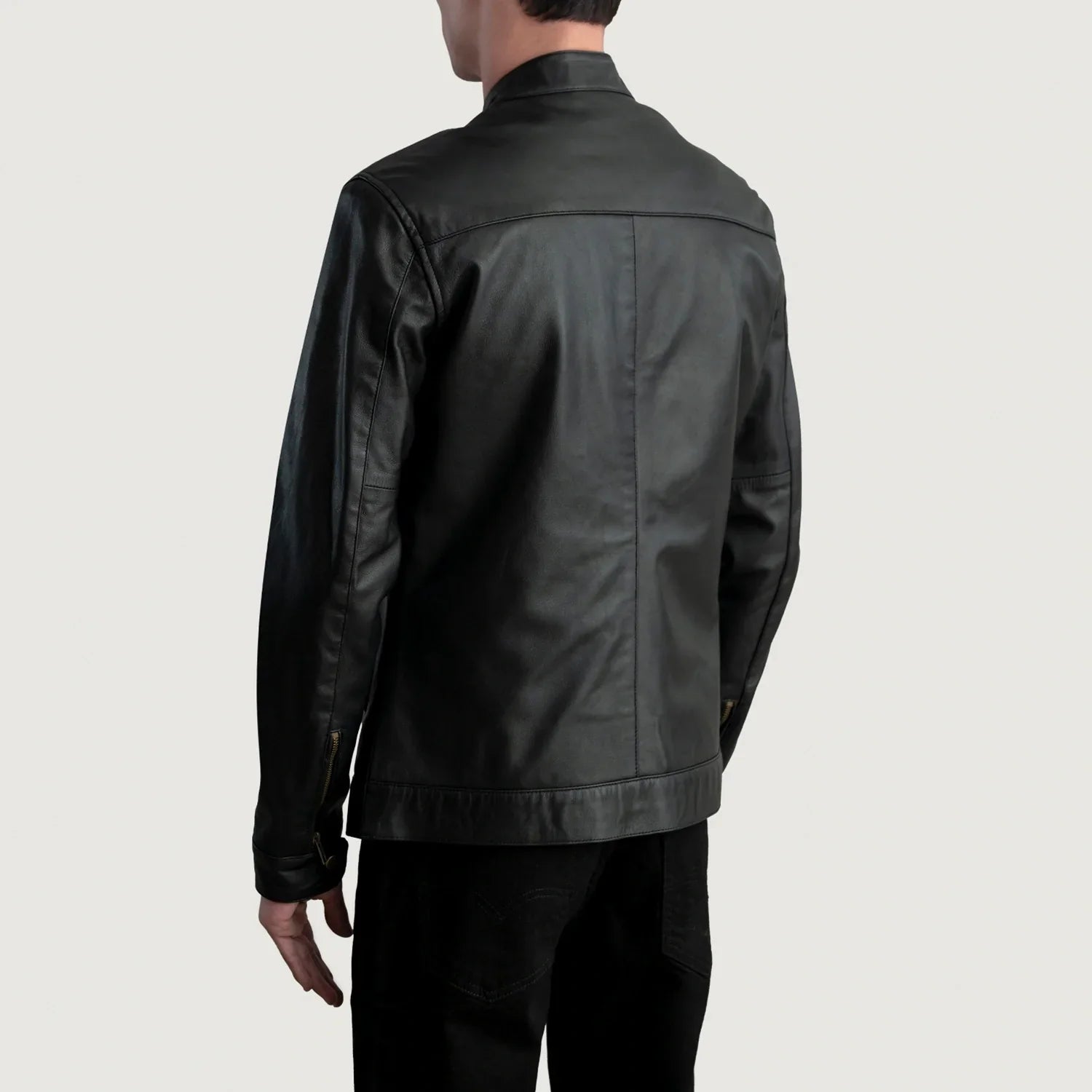 Zen Black Leather Biker Jacket - image 5