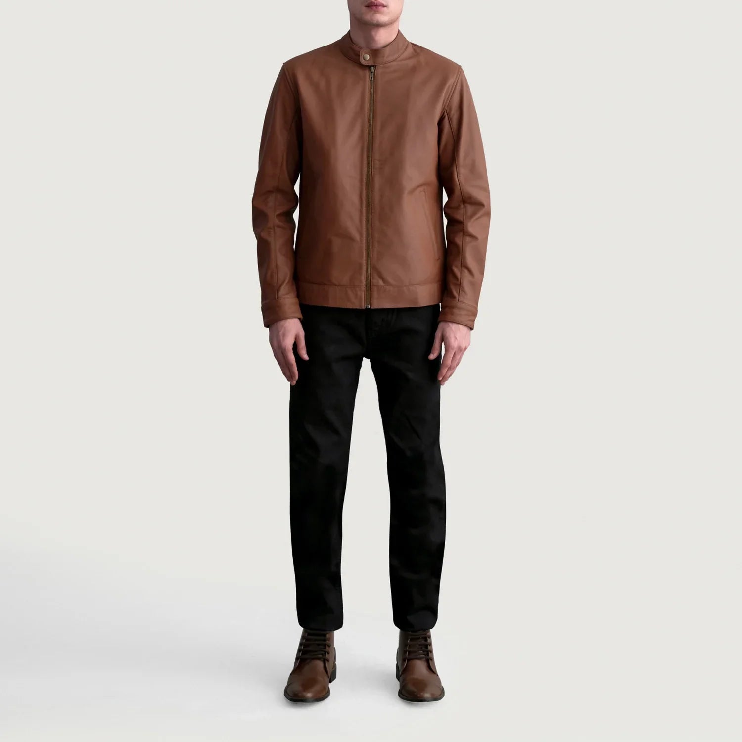 Zen Matte Brown Leather Biker Jacket - image 4