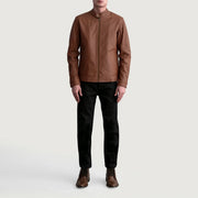 Zen Matte Brown Leather Biker Jacket - image 4