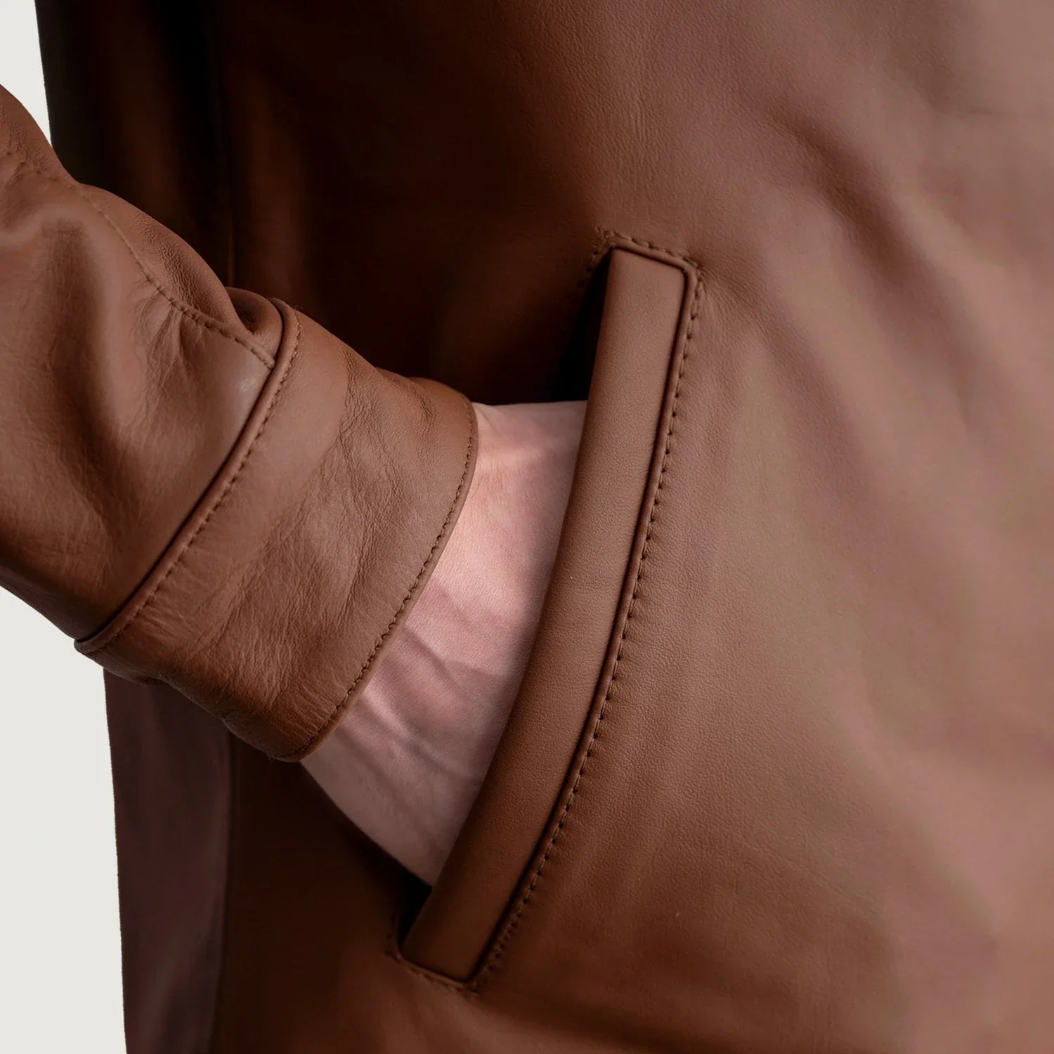 Zen Matte Brown Leather Biker Jacket - image 5