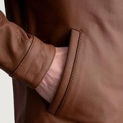 Zen Matte Brown Leather Biker Jacket - image 5