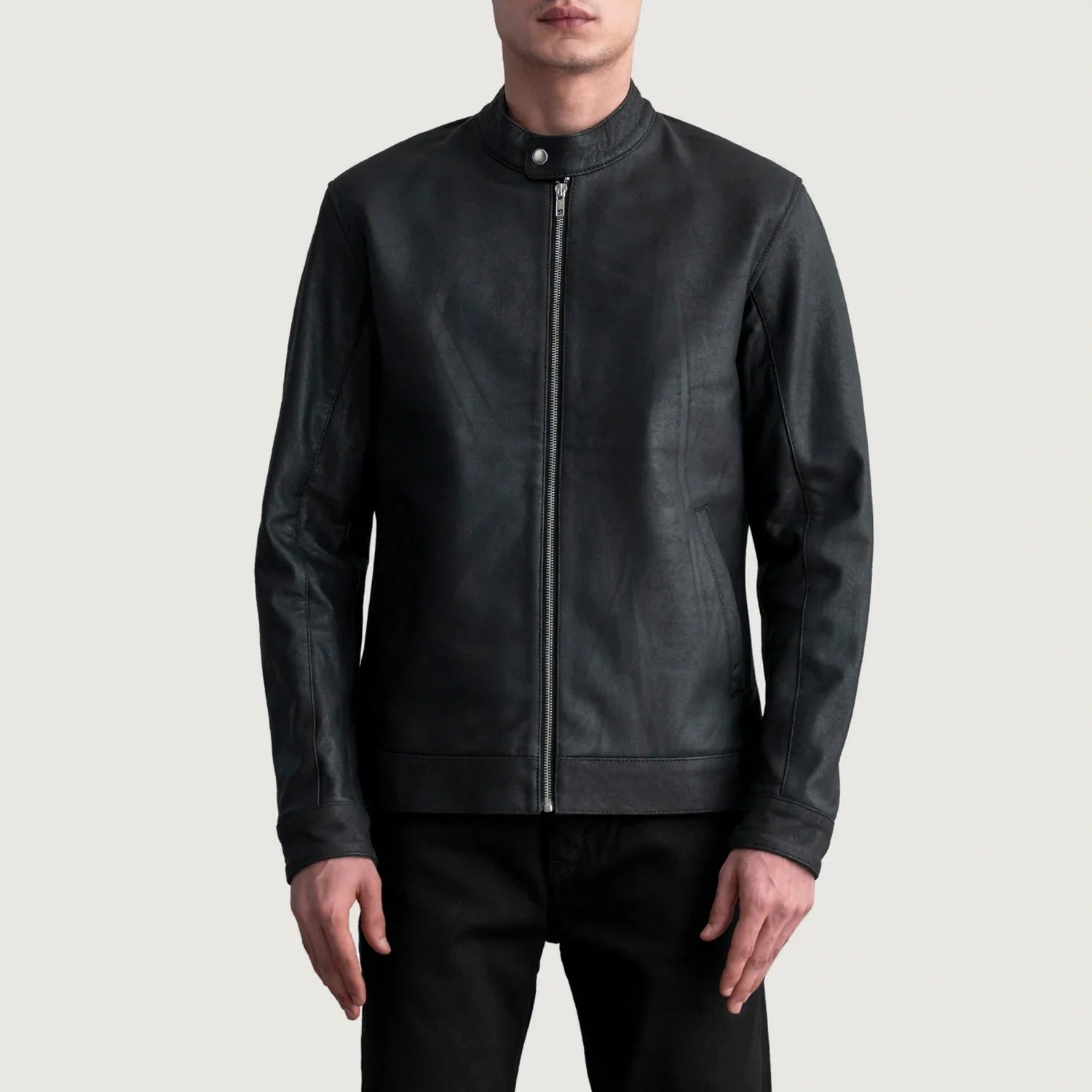 Zen Tumbled Black Leather Biker Jacket - image 1