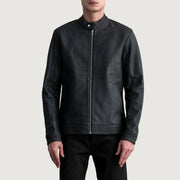 Zen Tumbled Black Leather Biker Jacket - image 1