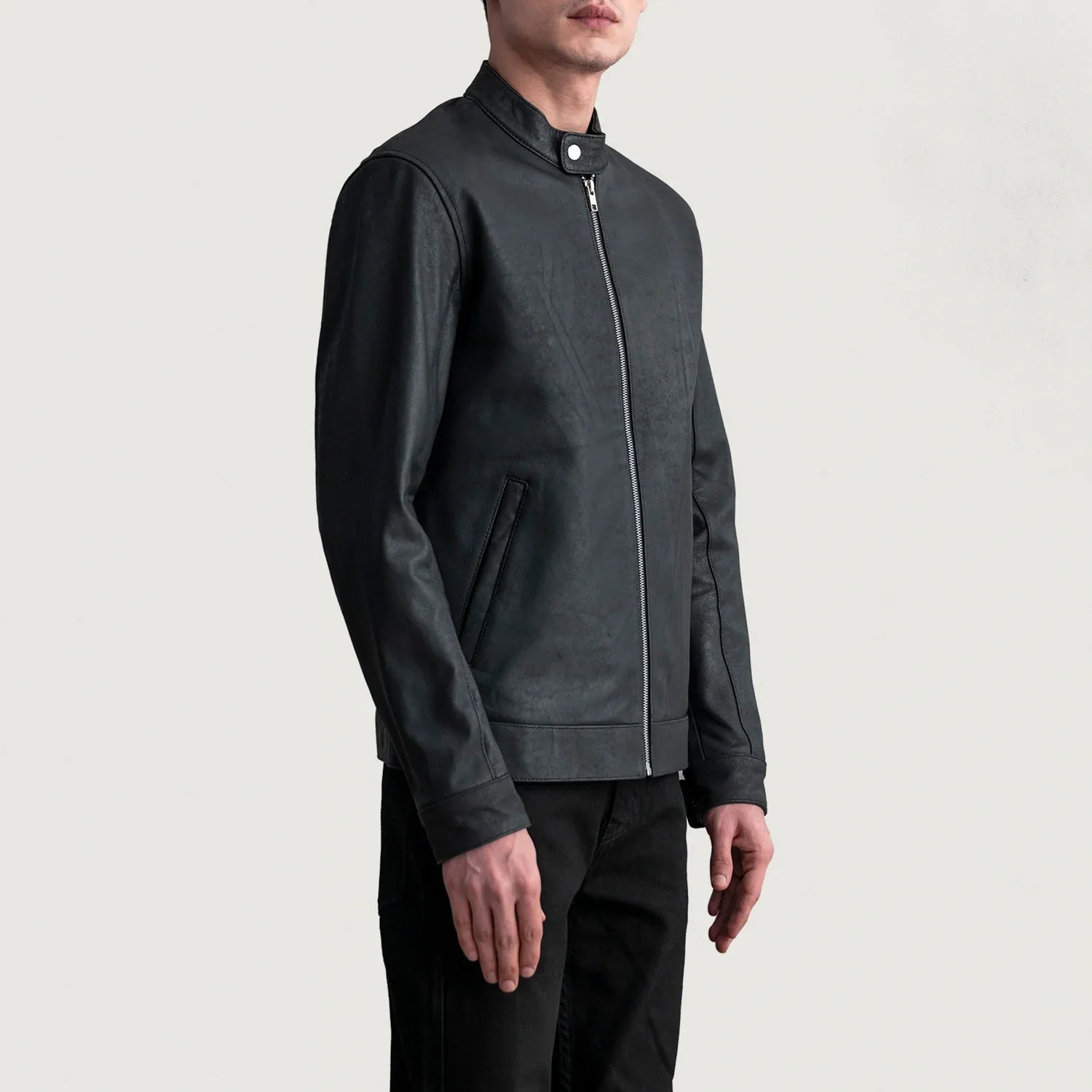 Zen Tumbled Black Leather Biker Jacket - image 2