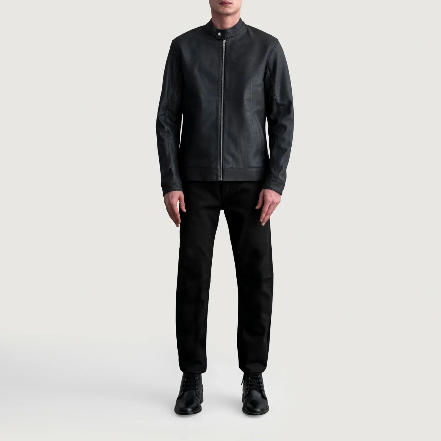Zen Tumbled Black Leather Biker Jacket - image 4