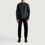 Zen Tumbled Black Leather Biker Jacket - image 4