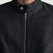 Zen Tumbled Black Leather Biker Jacket - image 5