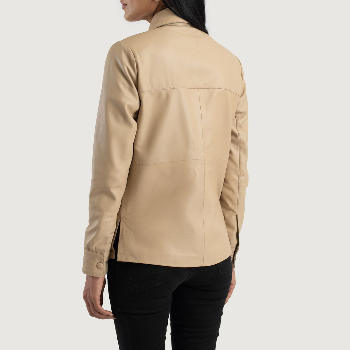 Authentic Sheepskin Leather with Semi-aniline Finish Grain Texture & Heavy-Duty Seam Stitching Detail