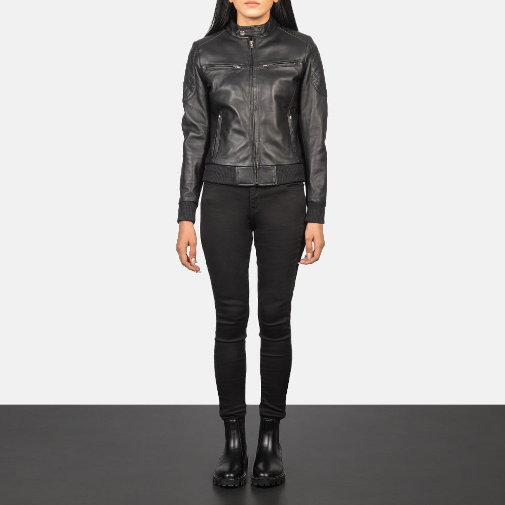 Zenna Leather Bomber Jacket – alternate product view 3