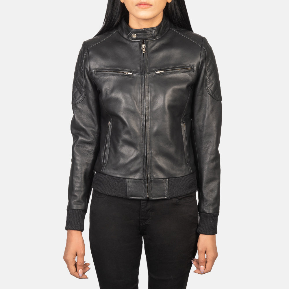 Zenna Leather Bomber Jacket – alternate product view 4
